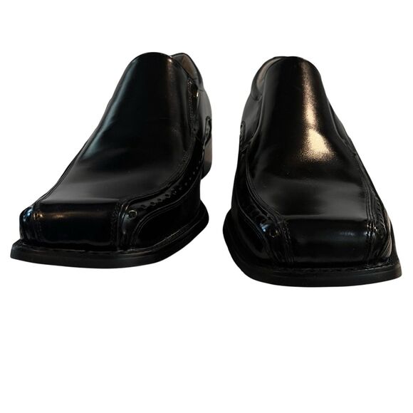 STACY ADAMS mens Black dress shoes size 11 medium leather upper slip On Loafers main image 9